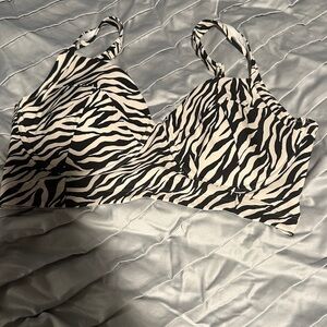 Old Navy Black and White Zebra Bikini Top Brand New
